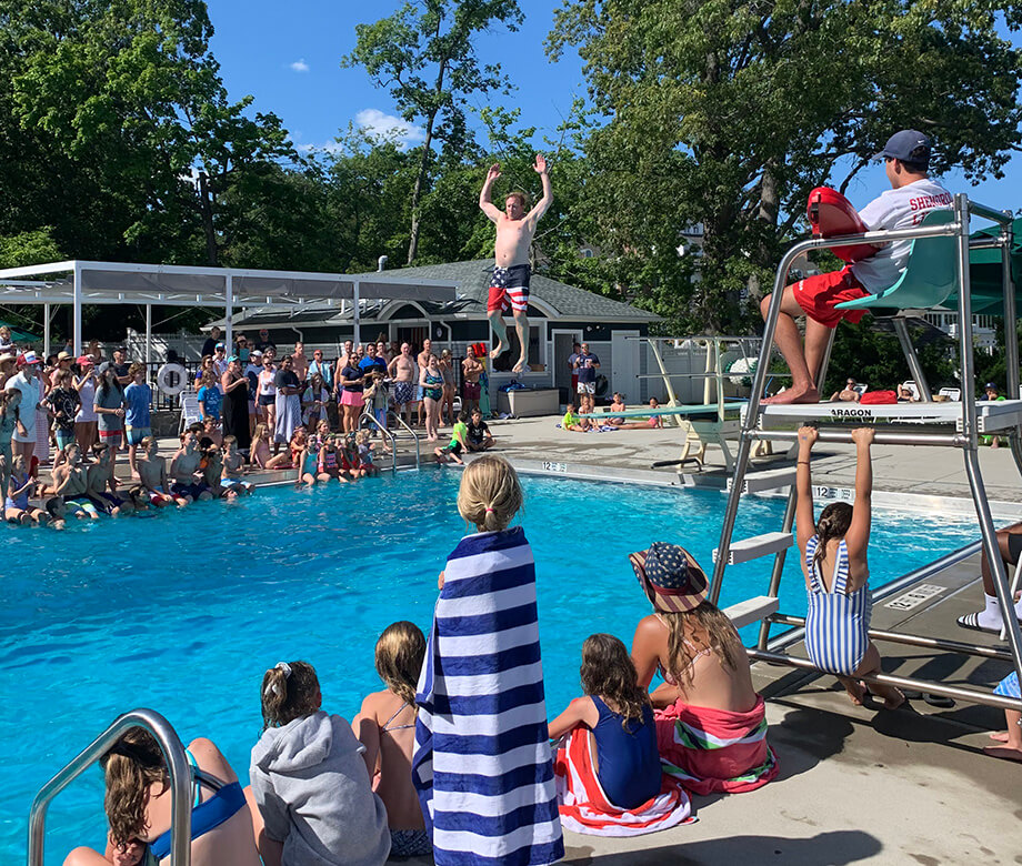 jumping in pool